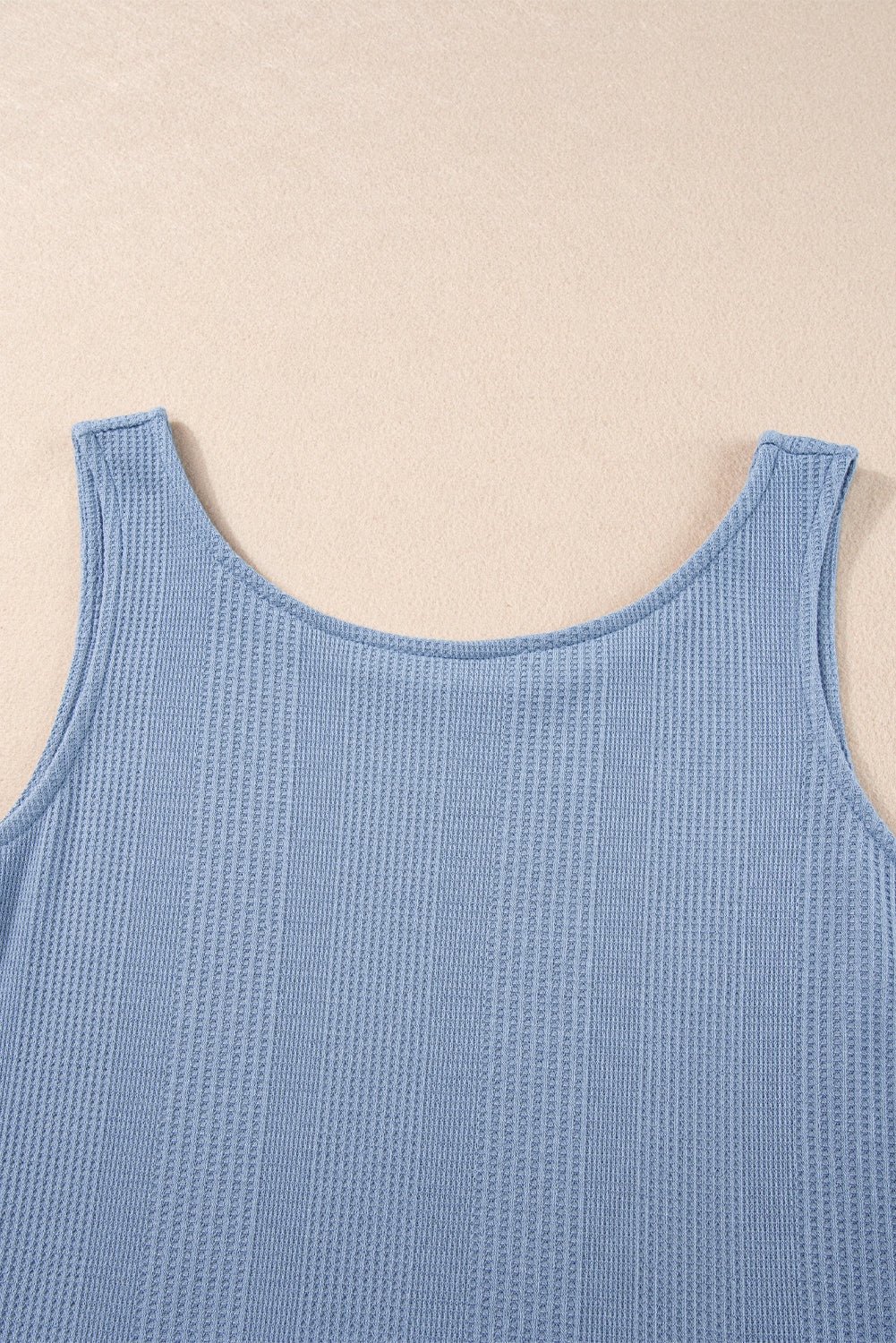Duffel Green Solid Color Ribbed Ruffle Tank Top and Pants Set