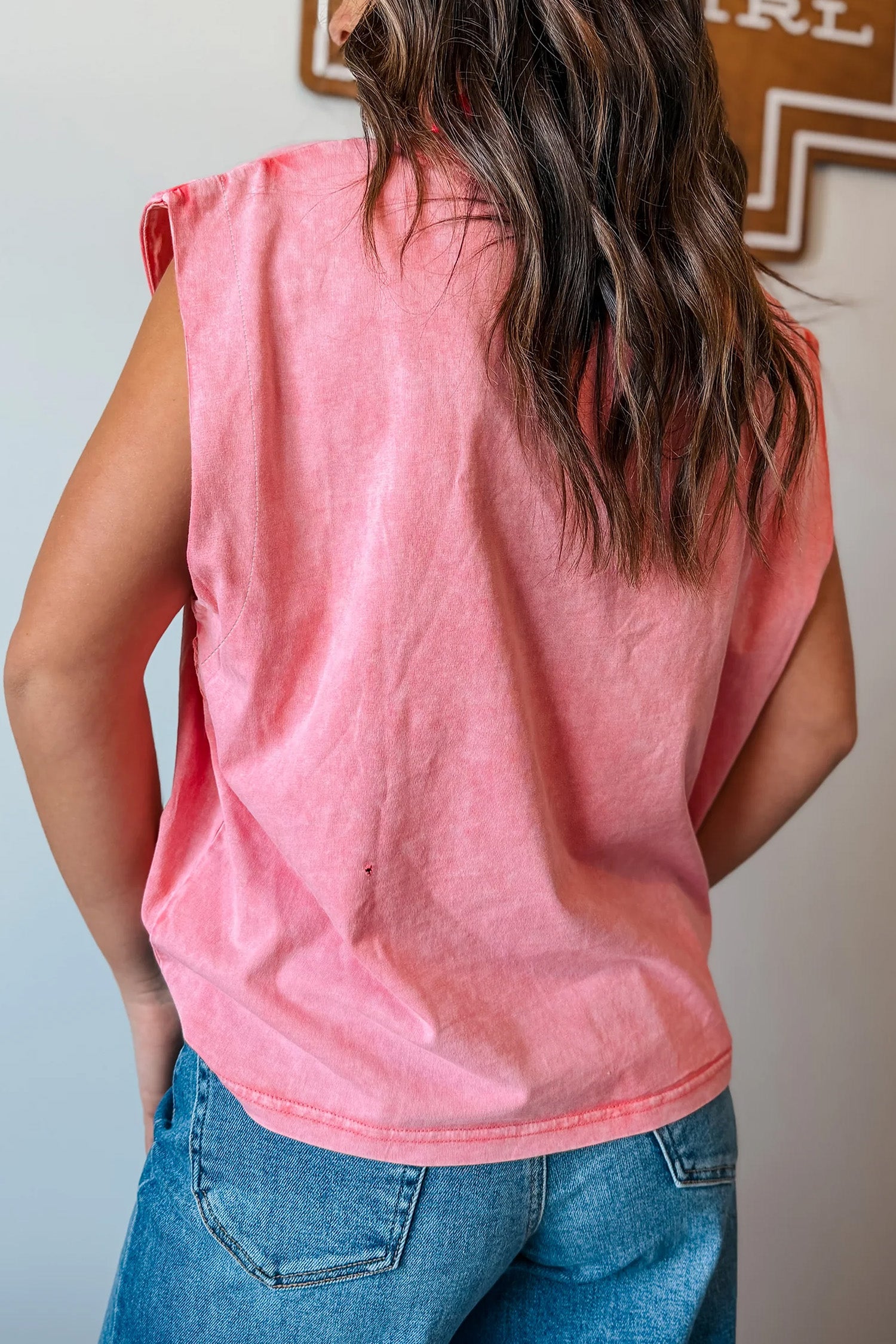 Bonbon Western Sleeveless Shift Top Letter Print Regular Fit Tank