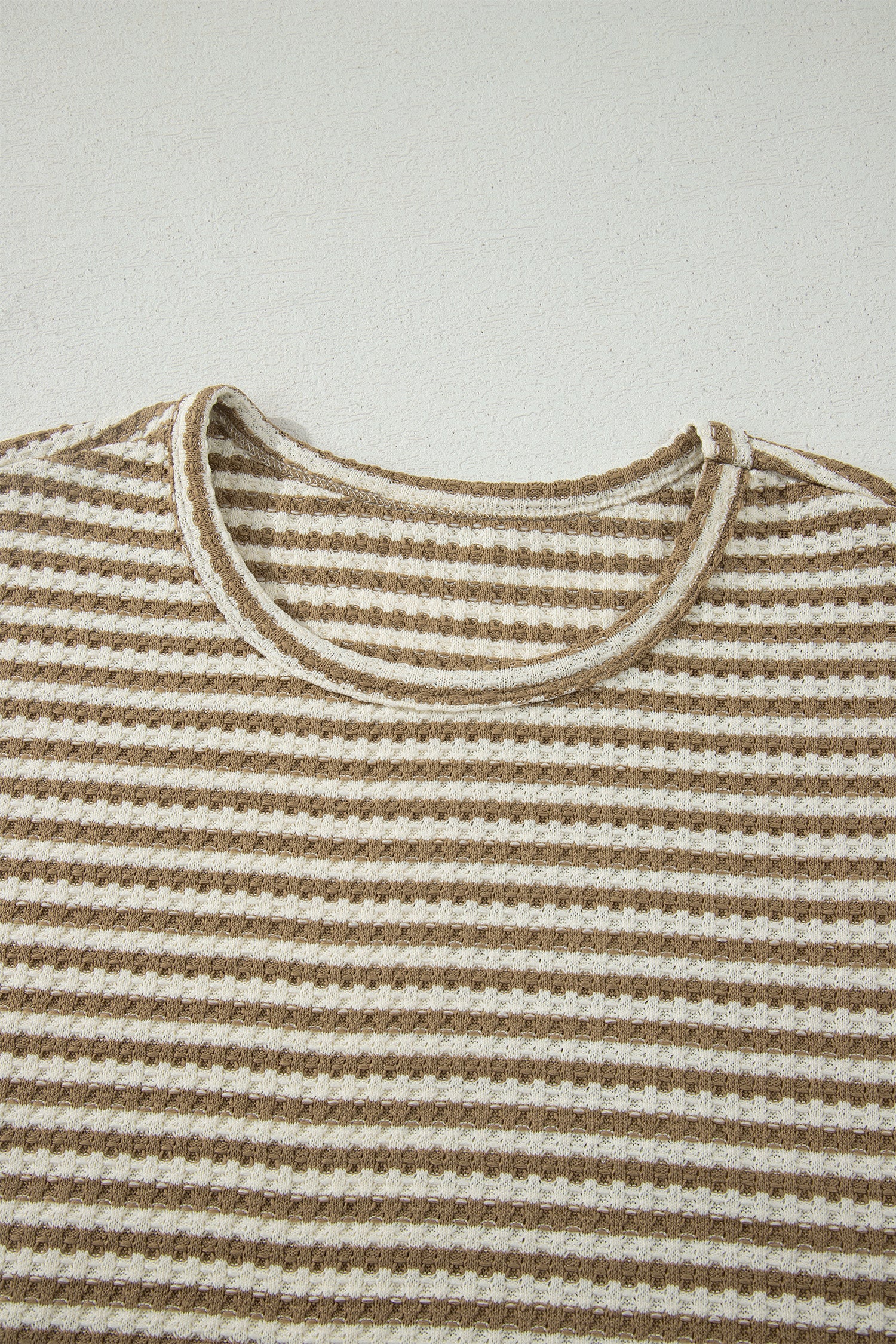 Pink Stripe Breathable Textured Knit Short 2pcs Set