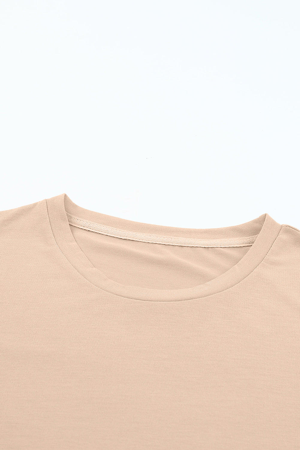 Sachet Pink Solid Color Basic Crew Neck Plain Tee