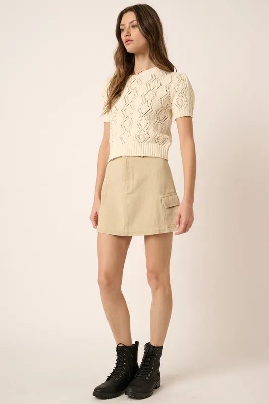 Mittoshop Cargo Mini Skirt with Side Pockets - Sand / S