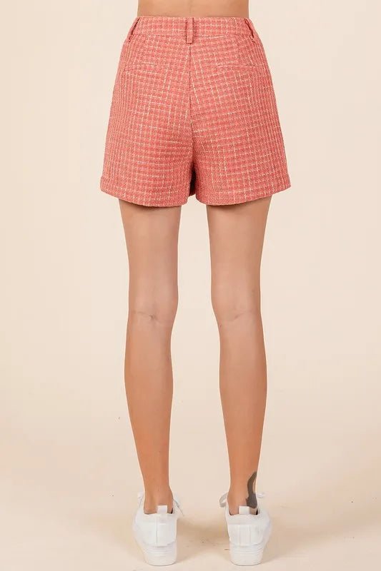 Mittoshop Tweed Classic Shorts with Side Pockets - Coral / S