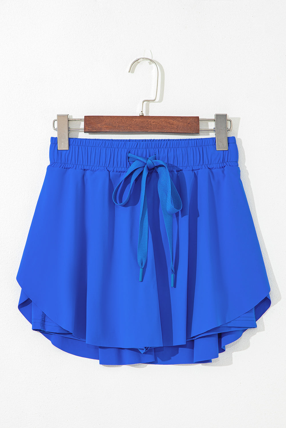 Beige Drawstring High Waist Lined Tennis Skort