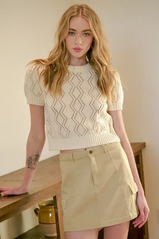 Mittoshop Cargo Mini Skirt with Side Pockets - Sand / S