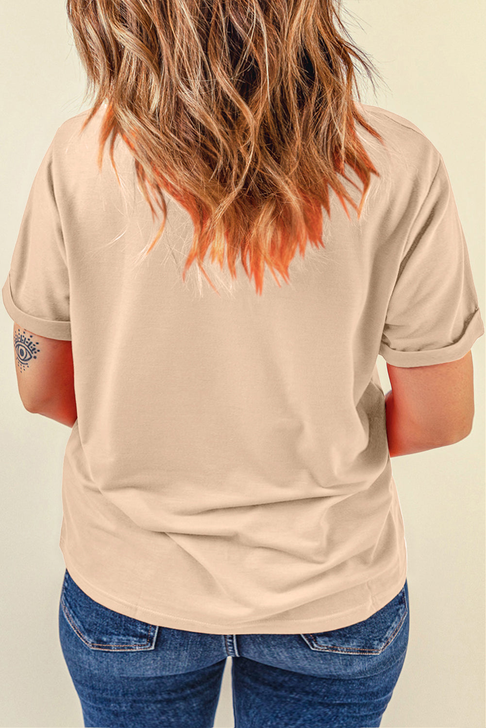 Sachet Pink Solid Color Basic Crew Neck Plain Tee