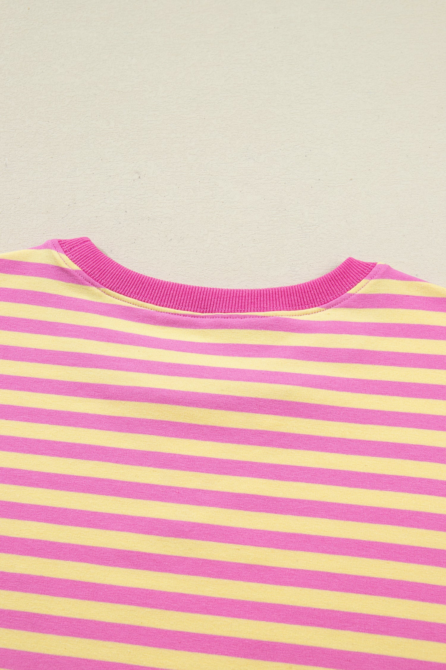 Rose Stripe Drop Shoulder Boxy Casual Terry Short Set