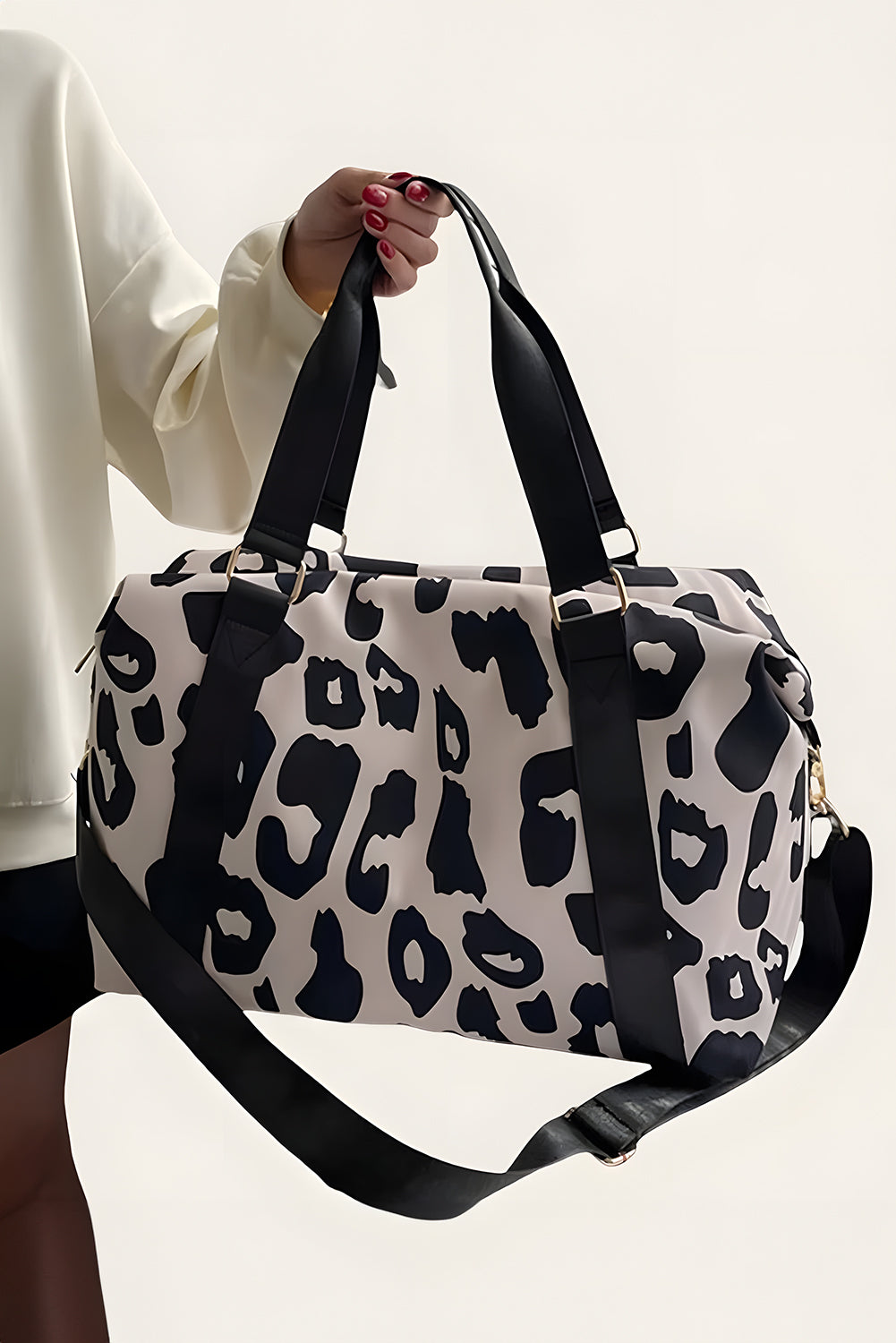 Bright Pink Leopard Print Luggage Tote Bag