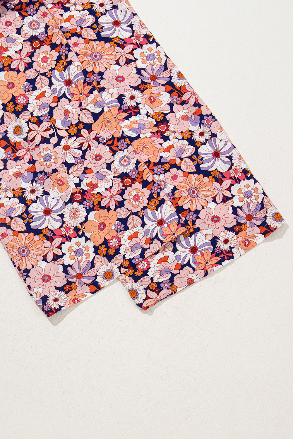 Purple Floral Square Neckline Stretch High Waist Jumpsuit