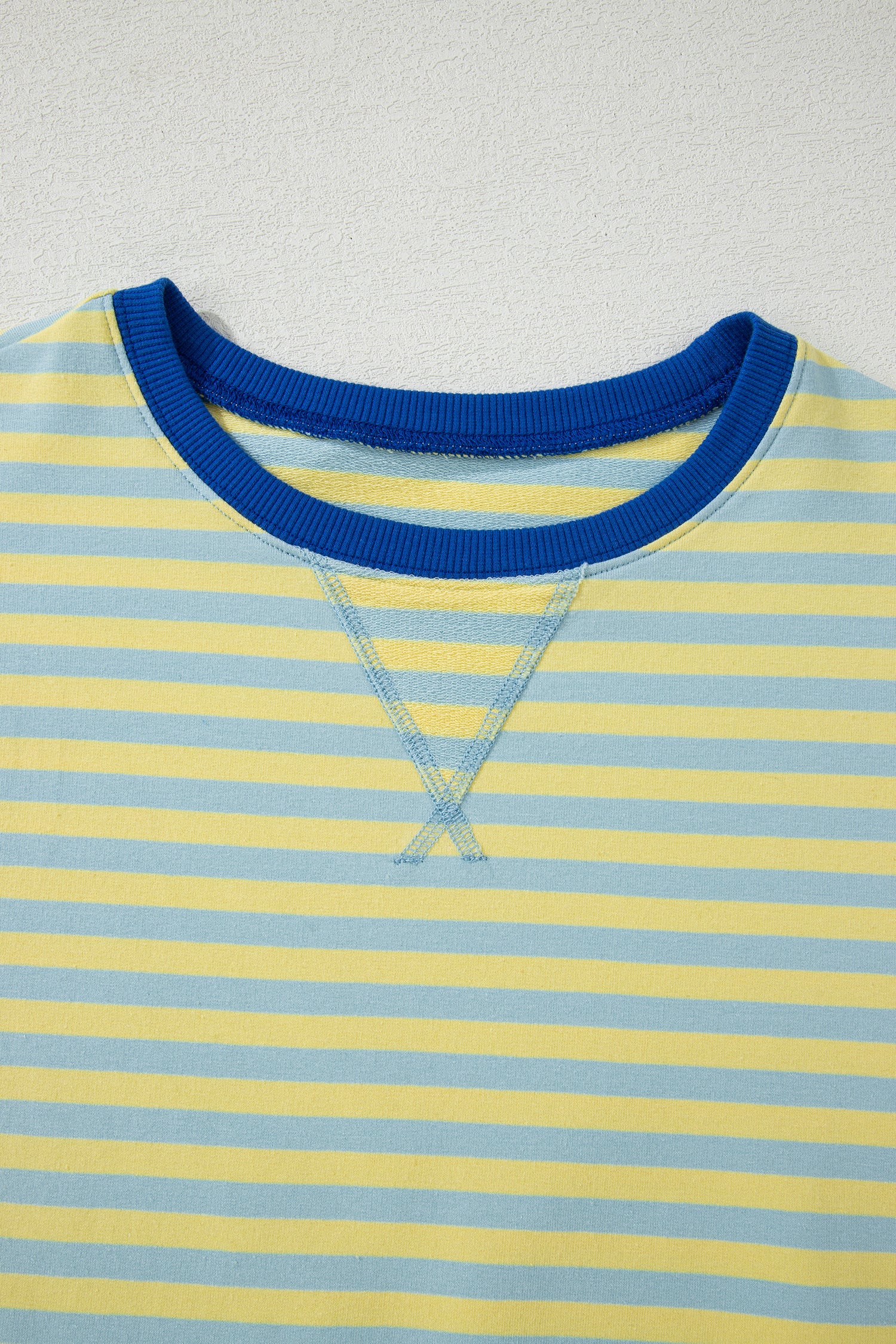 Rose Stripe Drop Shoulder Boxy Casual Terry Short Set