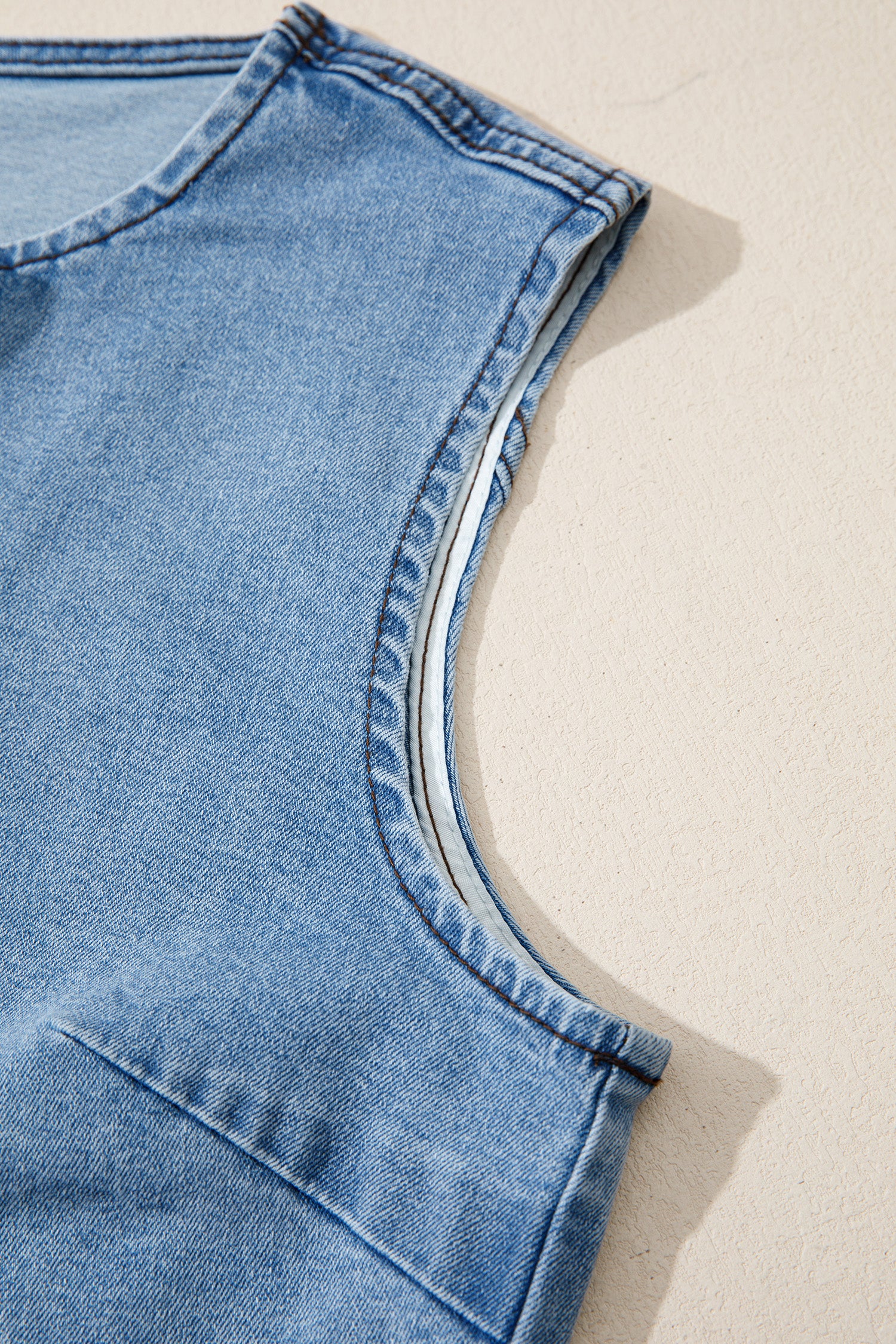 Ashleigh Blue Buttoned Front Slit Denim Vest