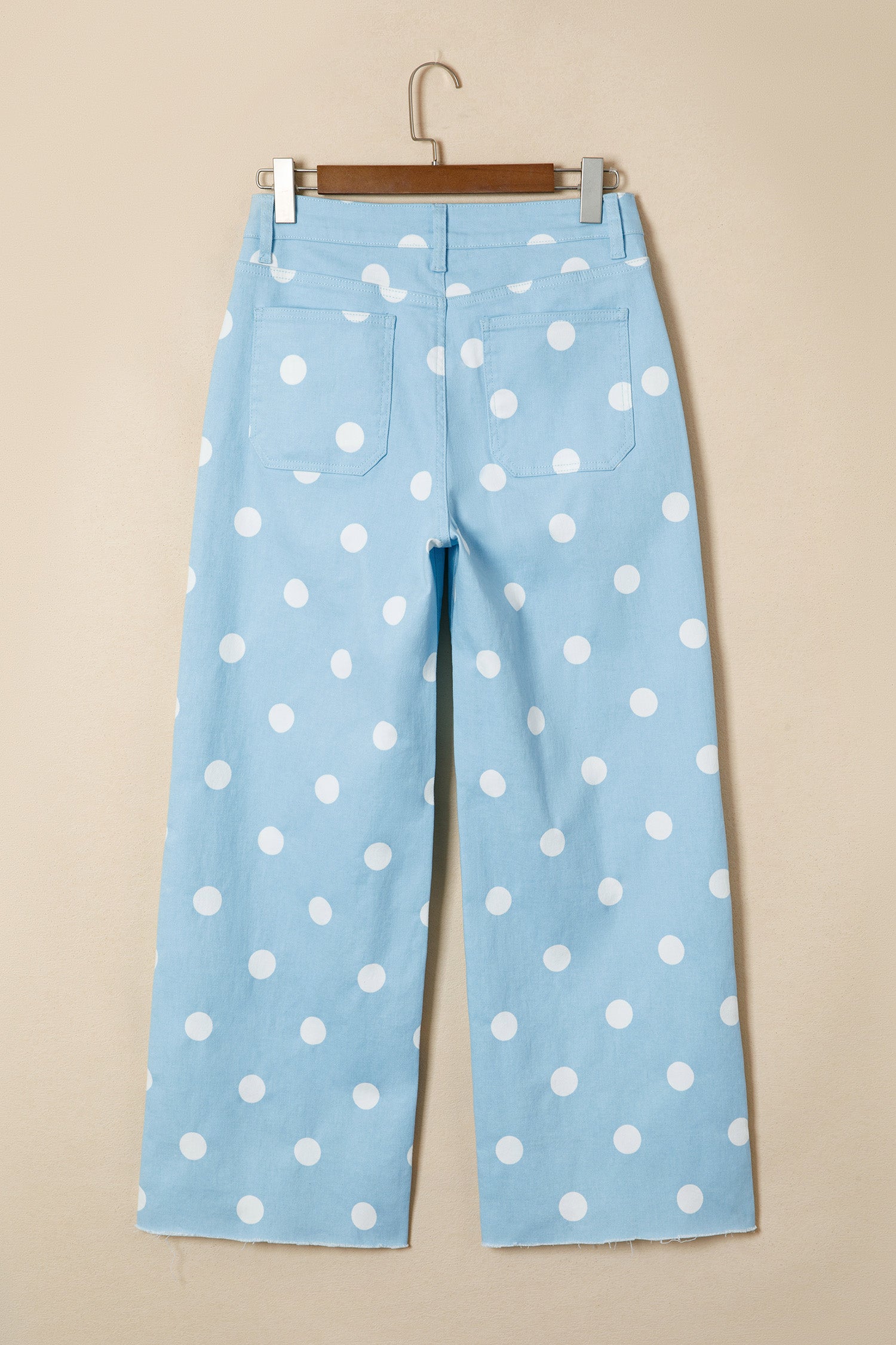 Polka Dot Print Raw Hem Shift Jeans