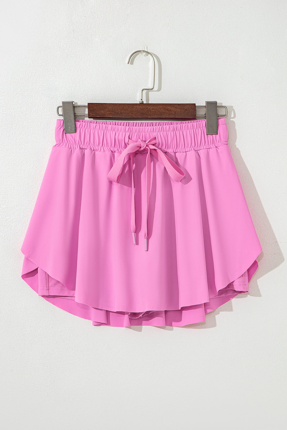Beige Drawstring High Waist Lined Tennis Skort