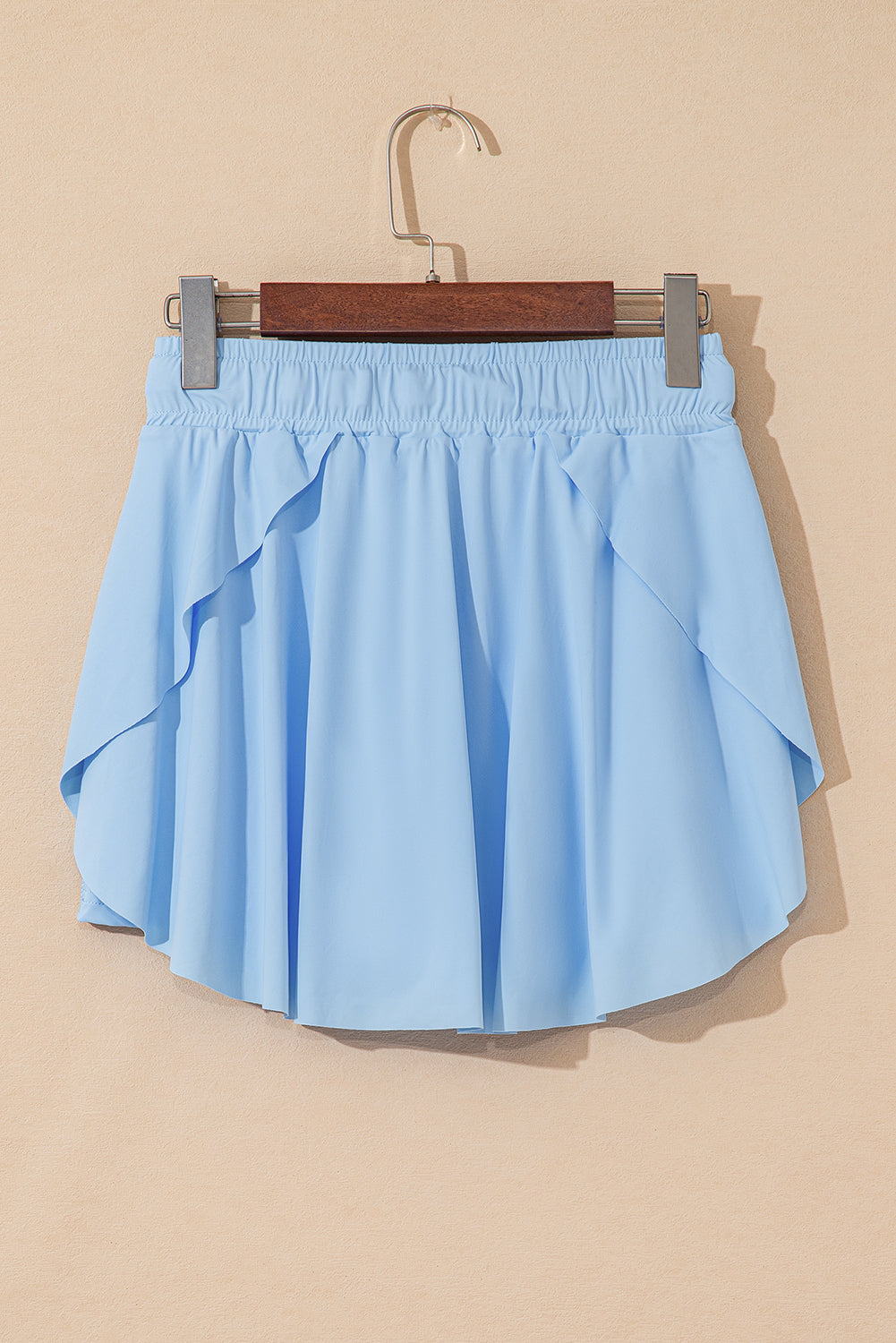 Beige Drawstring High Waist Lined Tennis Skort