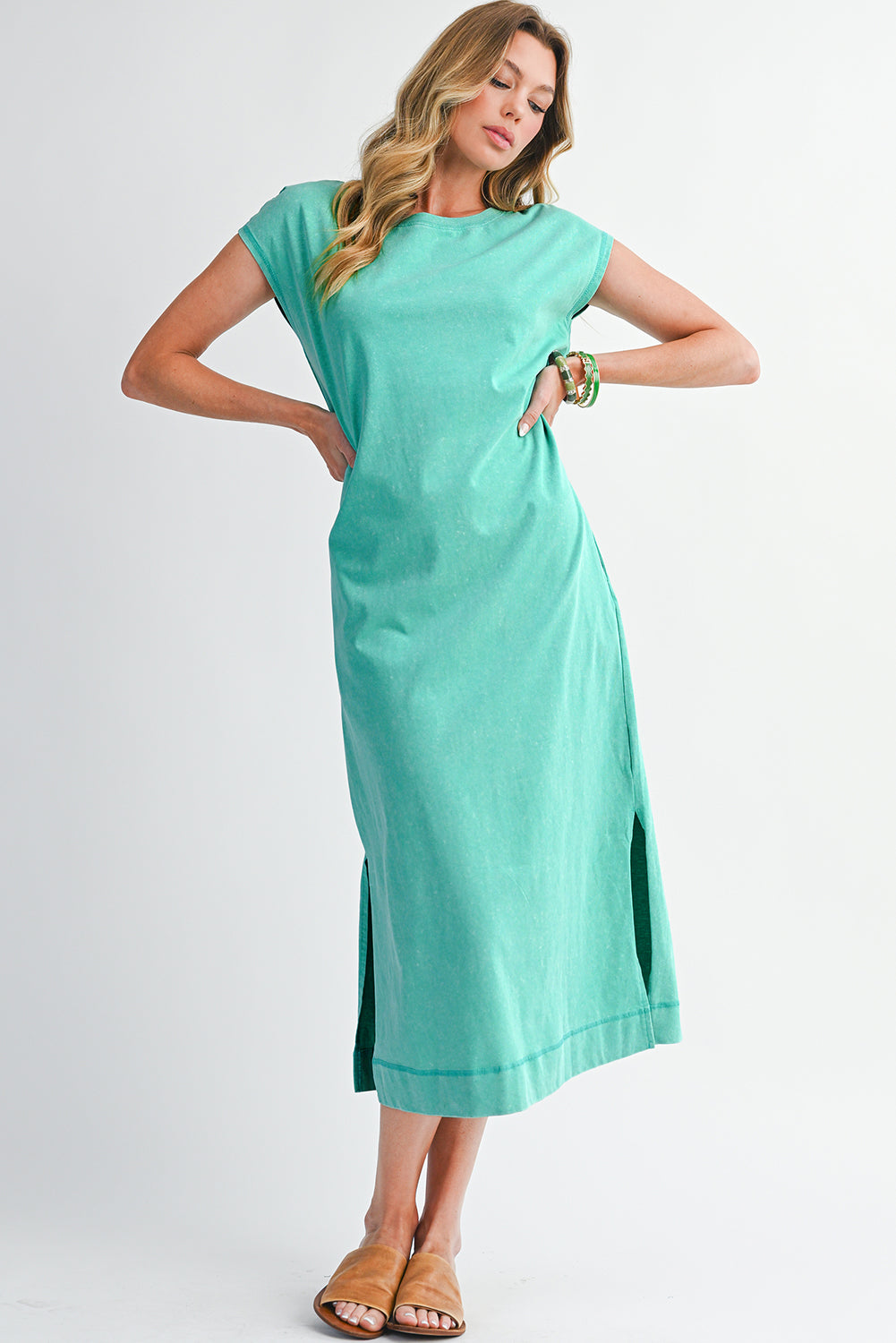 Wisteria Mineral Wash Pocketed T-shirt Dress