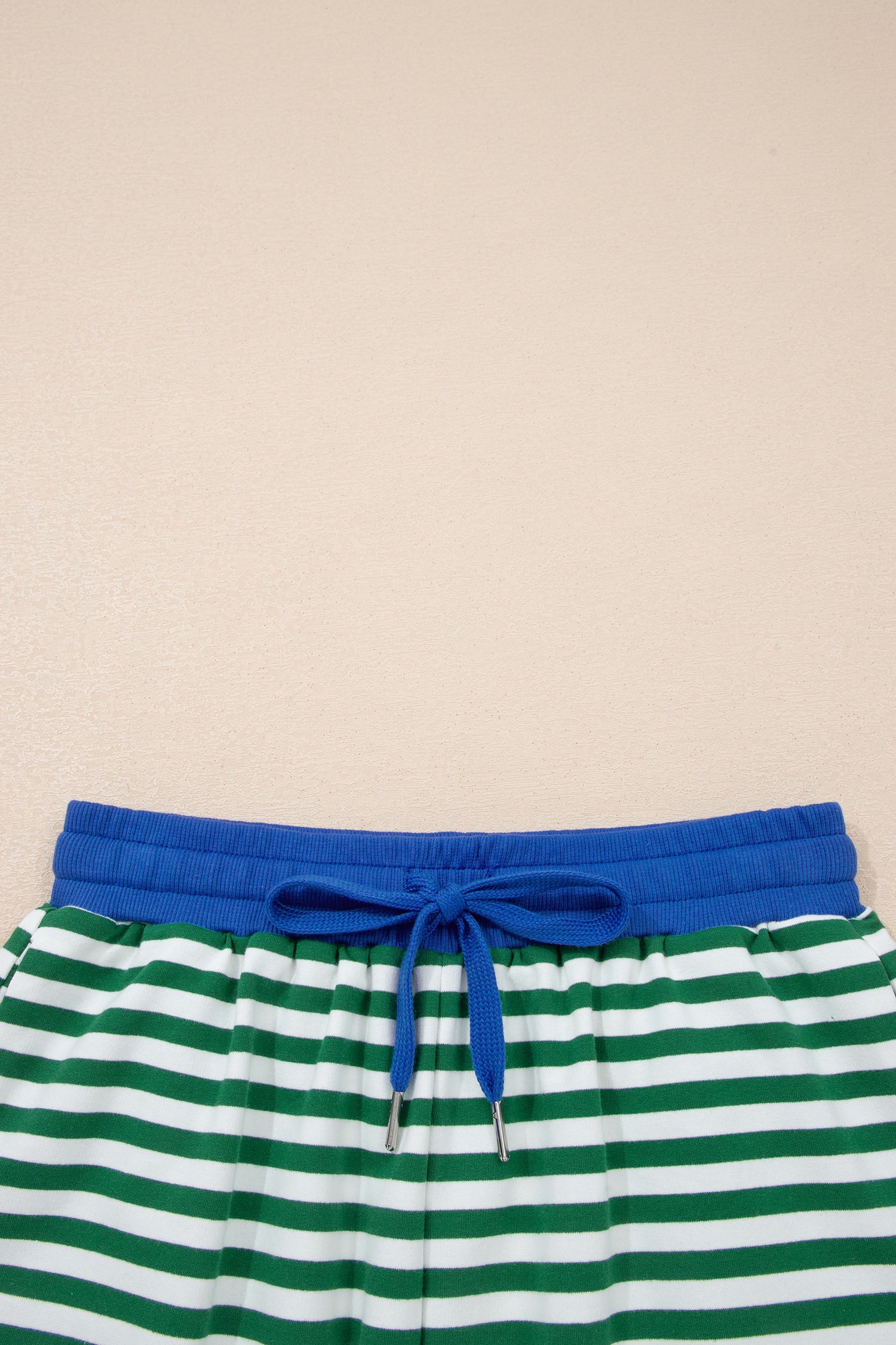 Rose Stripe Drop Shoulder Boxy Casual Terry Short Set