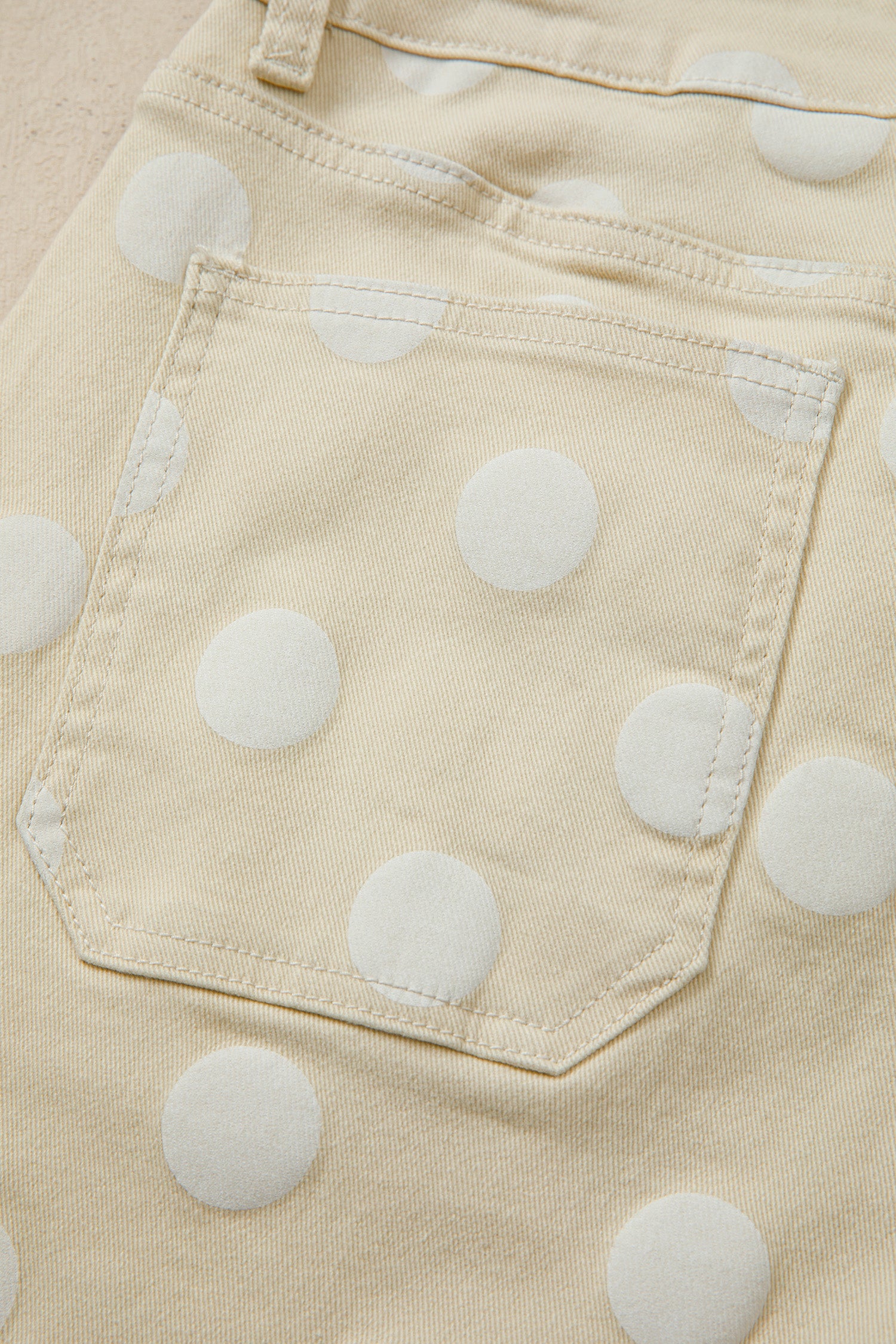 Polka Dot Print Raw Hem Shift Jeans
