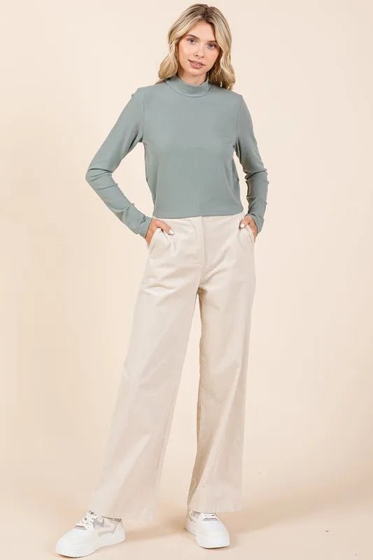 Mittoshop Corduroy Back Elastic Waist Pants - Bone / S
