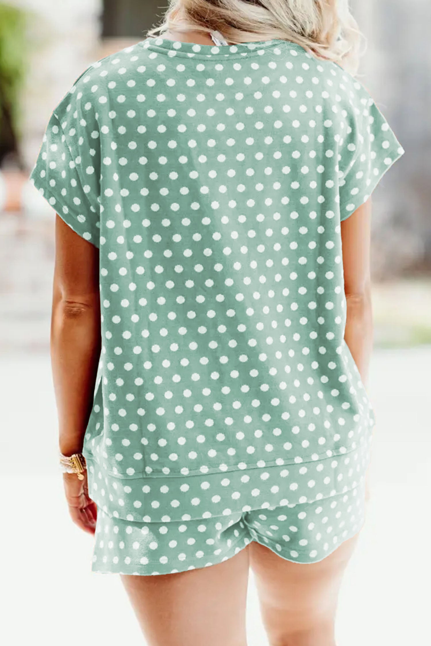 Purple Polka Dot Print Short Set