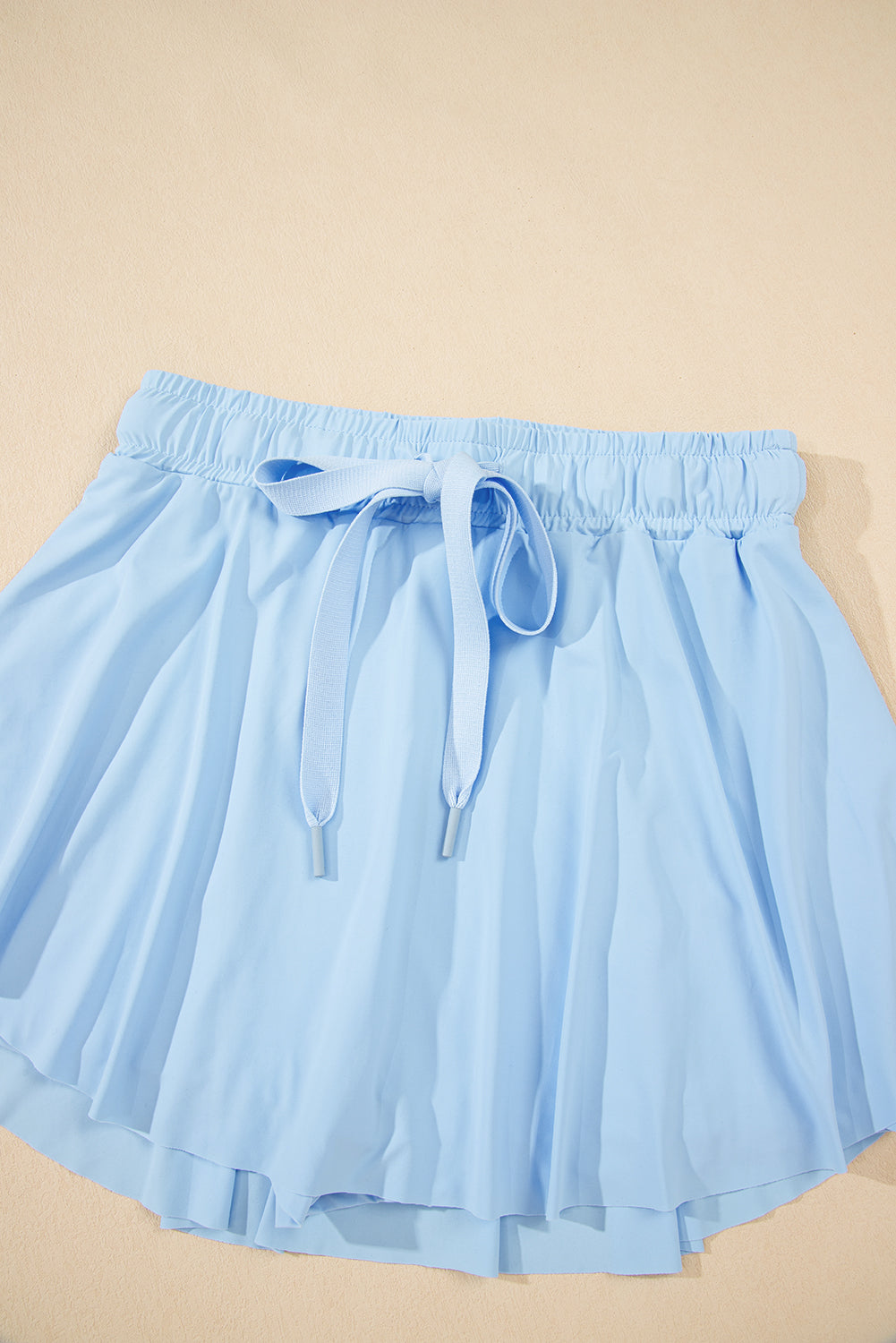 Beige Drawstring High Waist Lined Tennis Skort