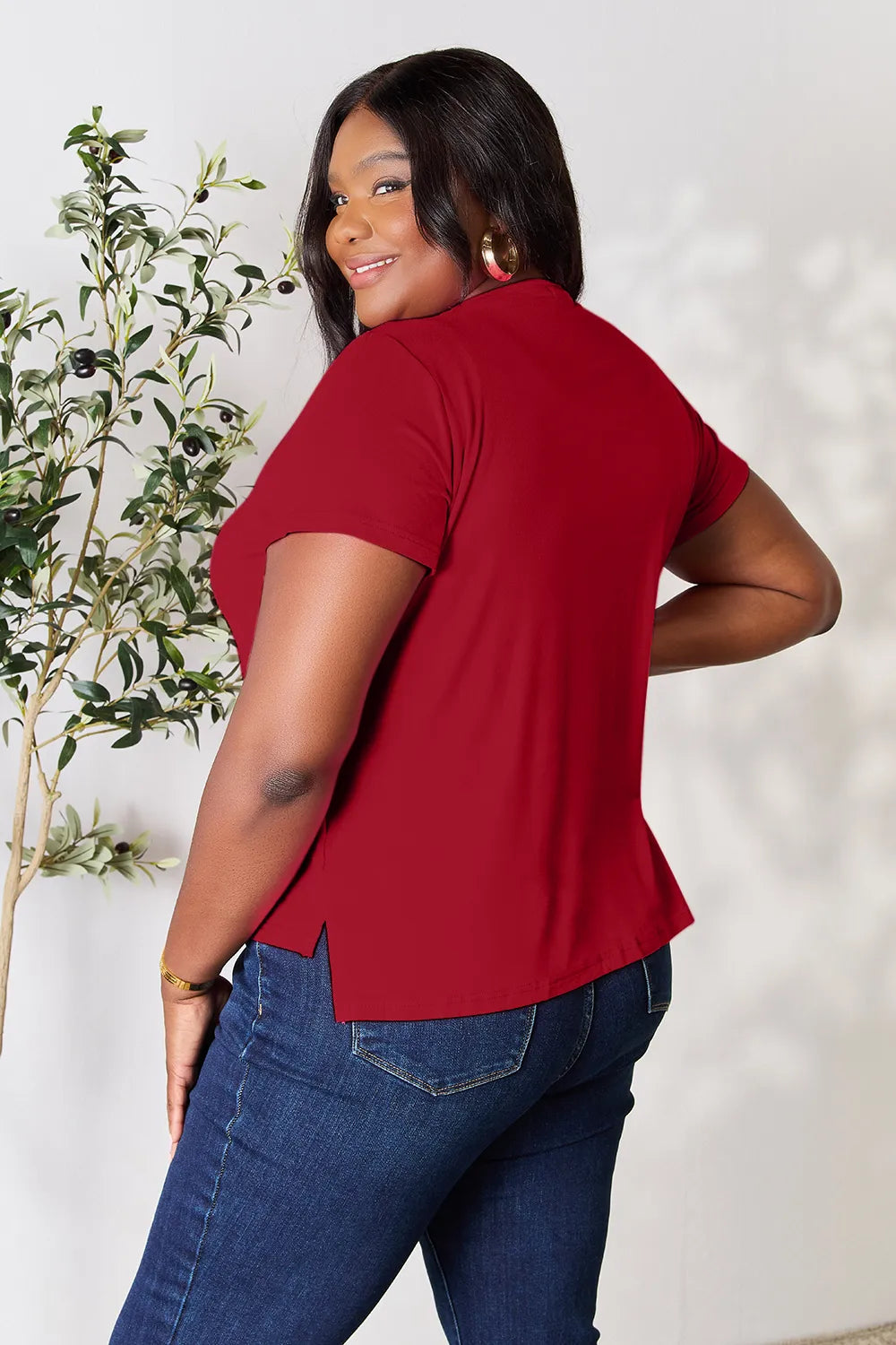 Basic Bae Round Neck Short Sleeve T-Shirt - Gray / S