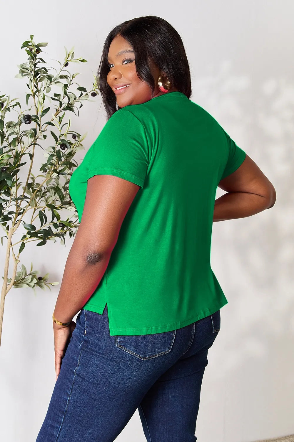 Basic Bae Round Neck Short Sleeve T-Shirt - Gray / S