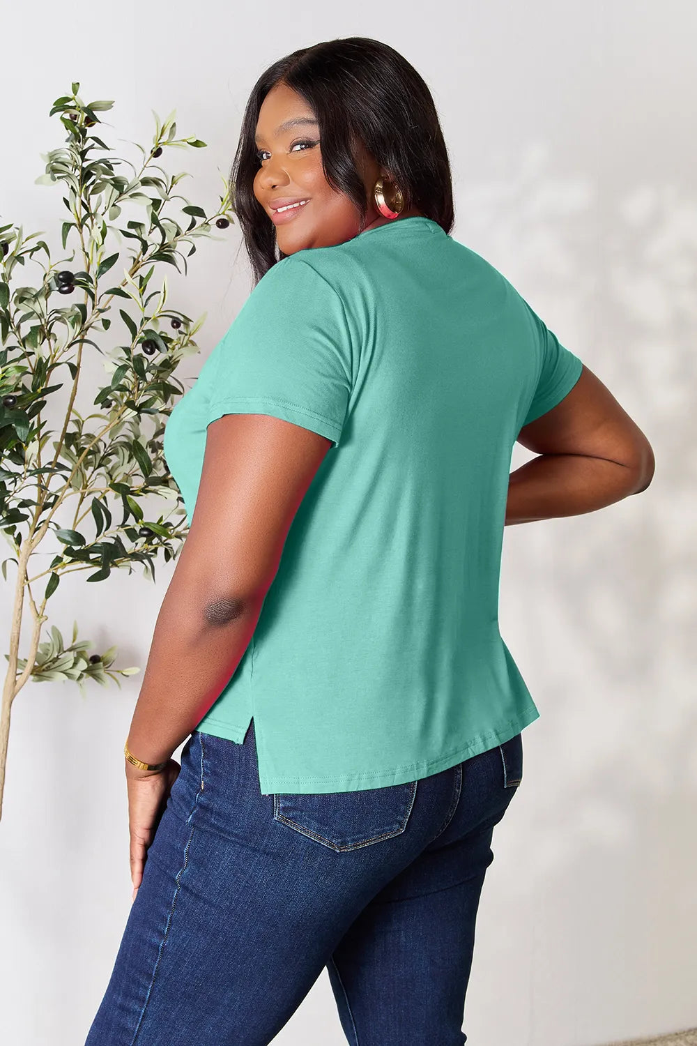 Basic Bae Round Neck Short Sleeve T-Shirt - Gray / S