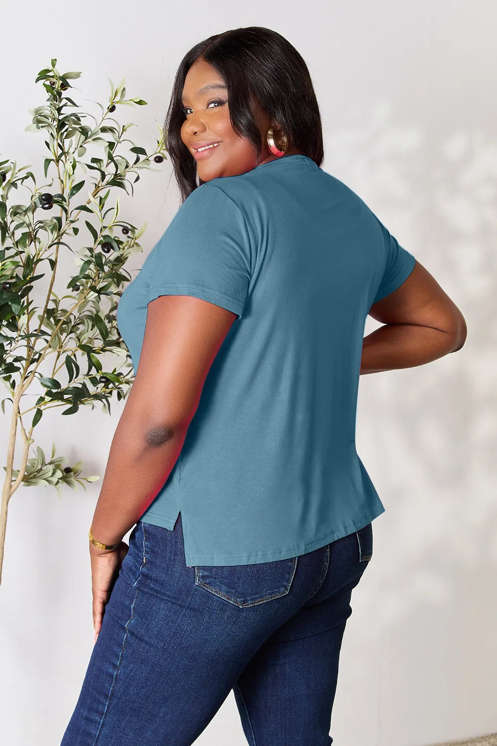 Basic Bae Round Neck Short Sleeve T-Shirt - Gray / S
