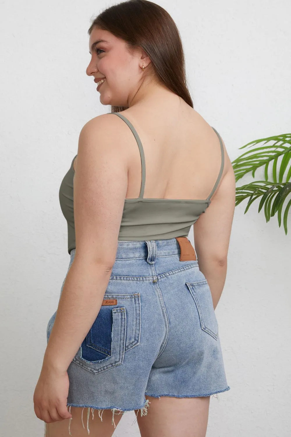 Basic Bae Full Size Round Neck Slim Cami Plus Size - Camel / S