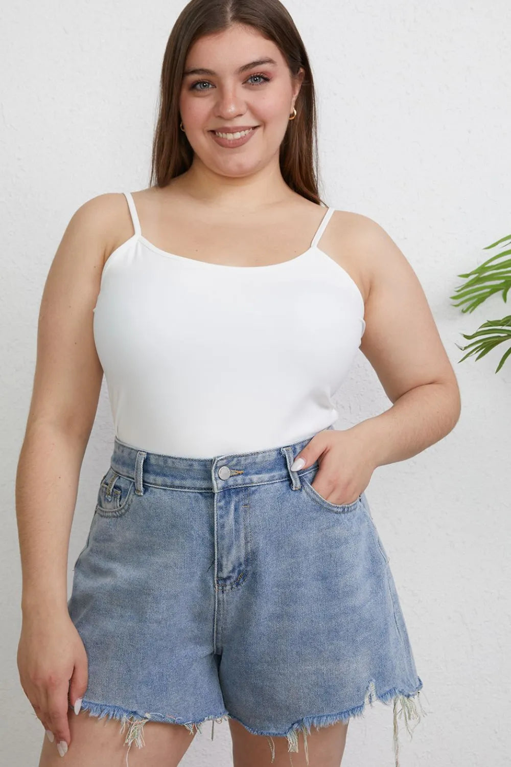 Basic Bae Full Size Round Neck Slim Cami Plus Size - Camel / S