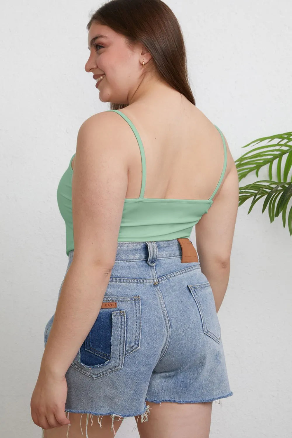 Basic Bae Full Size Round Neck Slim Cami Plus Size - Camel / S