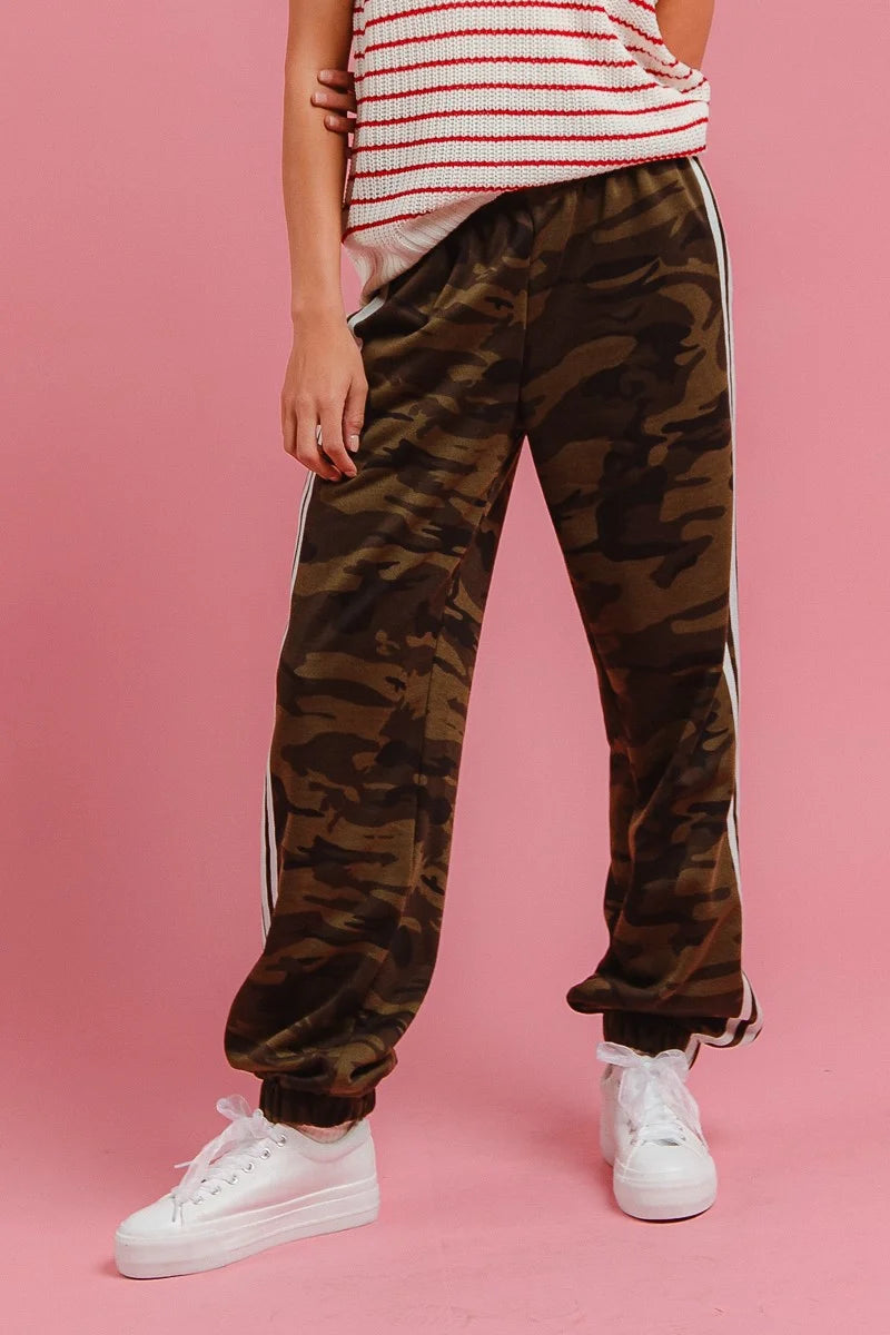 BiBi Side Lines Camouflage Track Pants - CAMOUFLAGE/WHITE / S