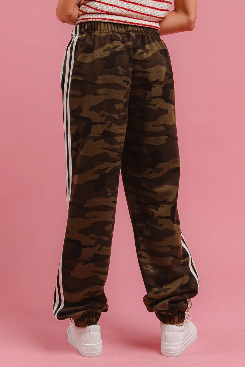 BiBi Side Lines Camouflage Track Pants - CAMOUFLAGE/WHITE / S