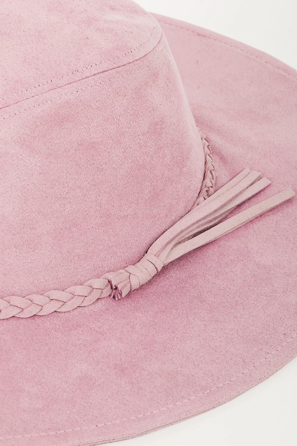 Fame Braided Faux Suede Hat - Pink / One Size