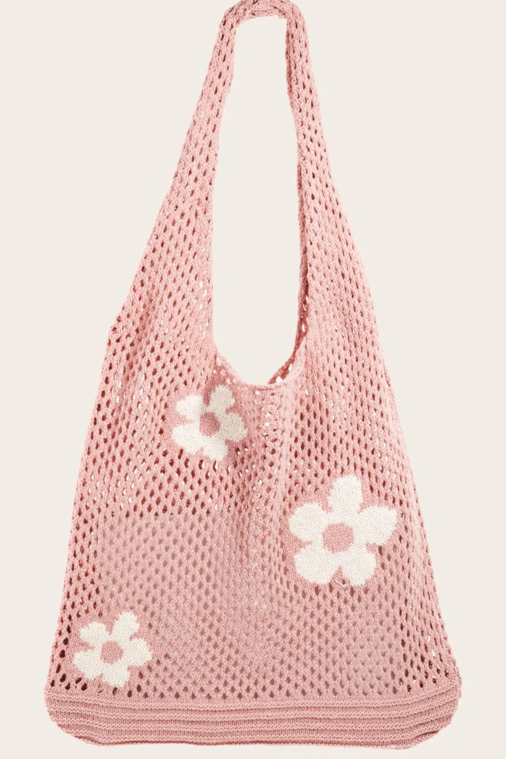 Fame Flower Knitted Shoulder Bag - Dusty Pink / One Size