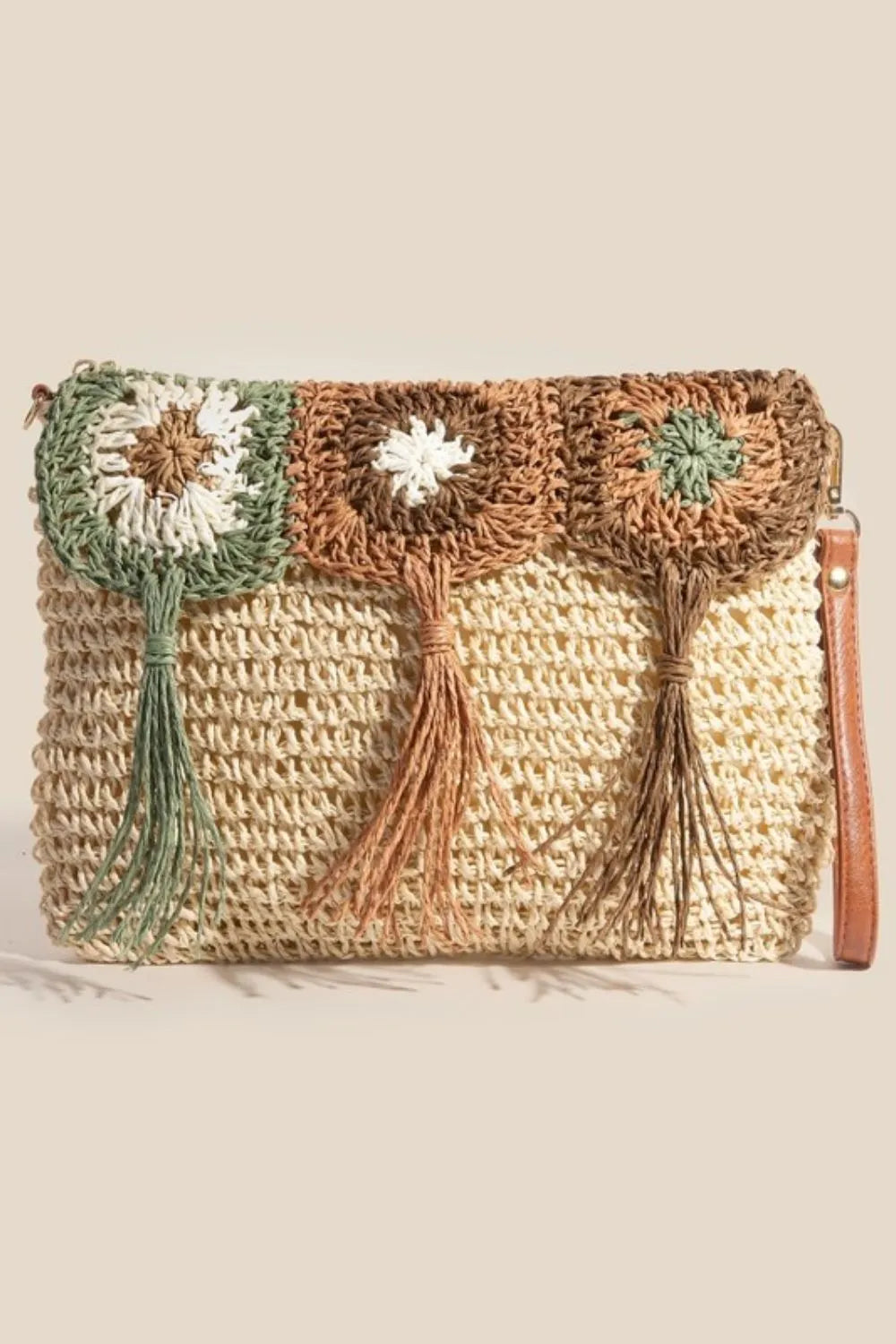 Fame Intricate Tassel Braided Crossbody Bag - Ivory / One Size