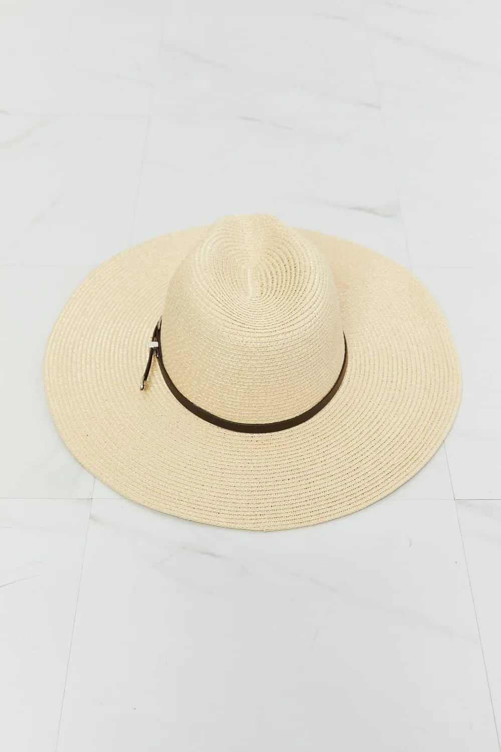 Fame Boho Summer Straw Fedora Hat - Ivory / One Size