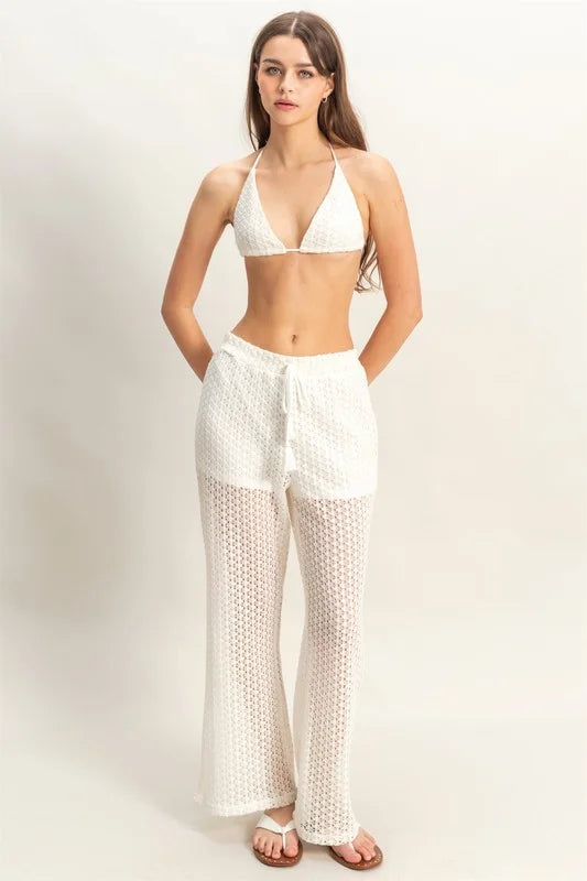 HYFVE Crochet Bra and Drawstring Pants Set - CREAM / S