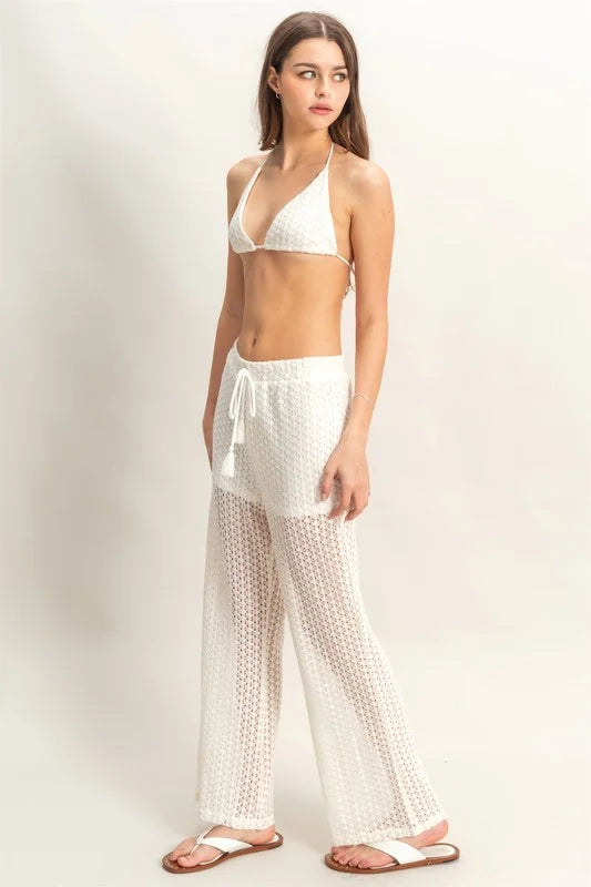 HYFVE Crochet Bra and Drawstring Pants Set - CREAM / S