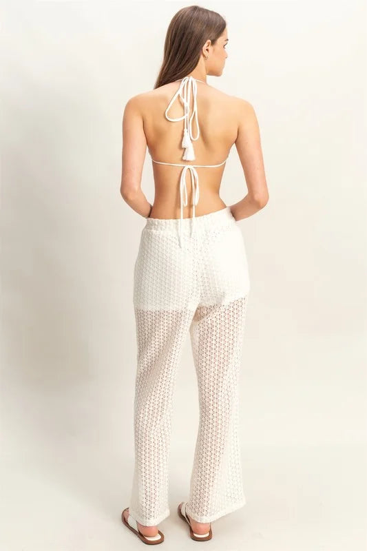 HYFVE Crochet Bra and Drawstring Pants Set - CREAM / S