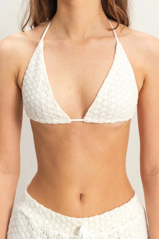 HYFVE Crochet Bra and Drawstring Pants Set - CREAM / S