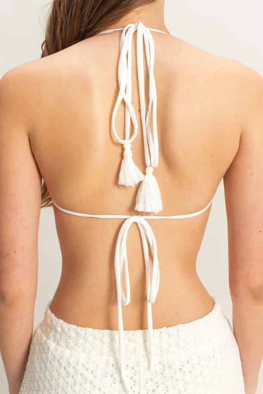 HYFVE Crochet Bra and Drawstring Pants Set - CREAM / S
