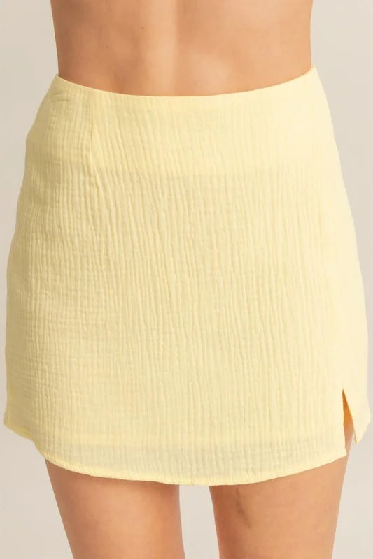 HYFVE Ruched Bra Top and Mini Skirt Set - Yellow / S