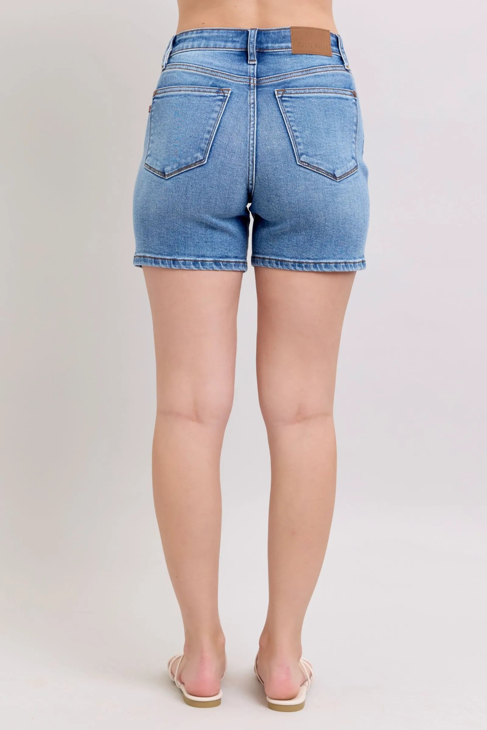 Judy Blue Full Size 2 Button Denim Shorts with Pockets Plus Size - Medium / S