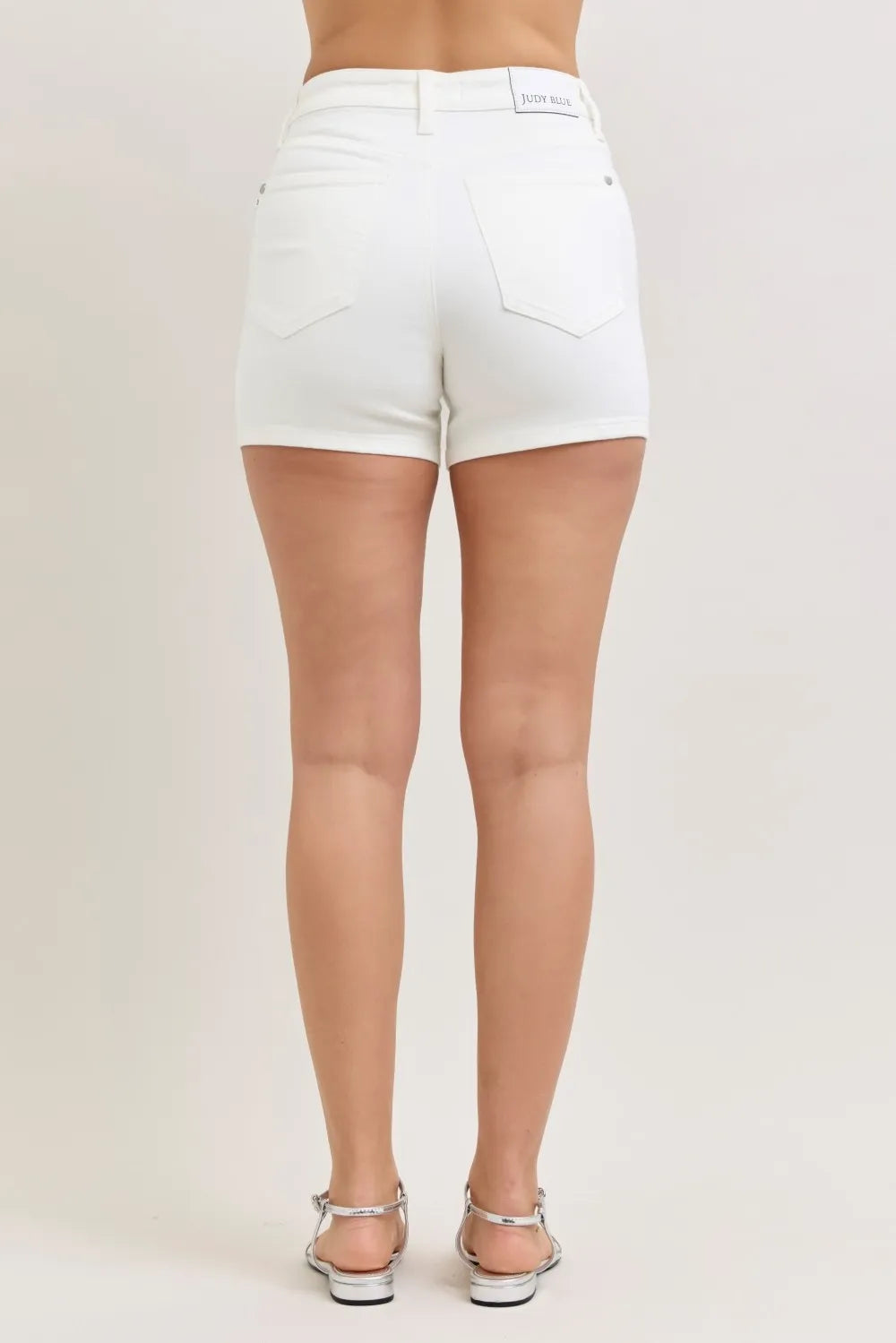 Judy Blue High Rise Slim Short - White - White / S