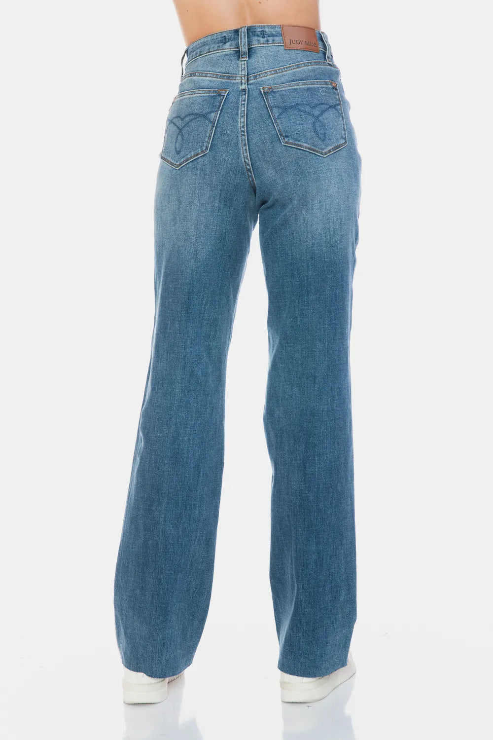 Judy Blue Full Size Tummy Control Cut Raw Hem Straight Jeans - Medium / 0/24