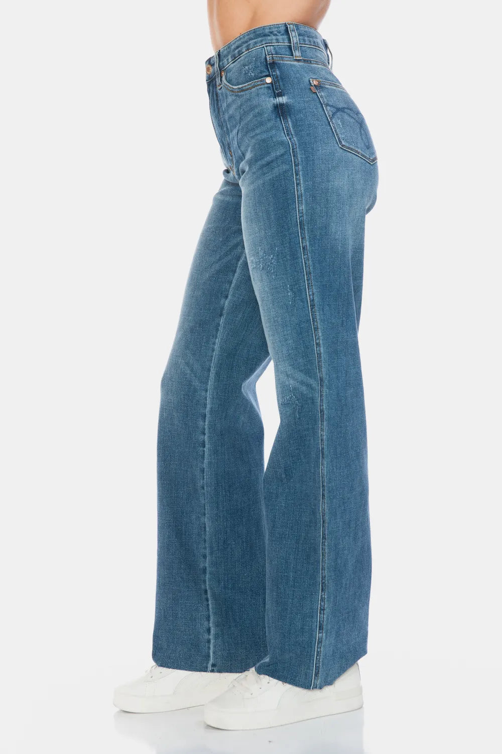 Judy Blue Full Size Tummy Control Cut Raw Hem Straight Jeans - Medium / 0/24
