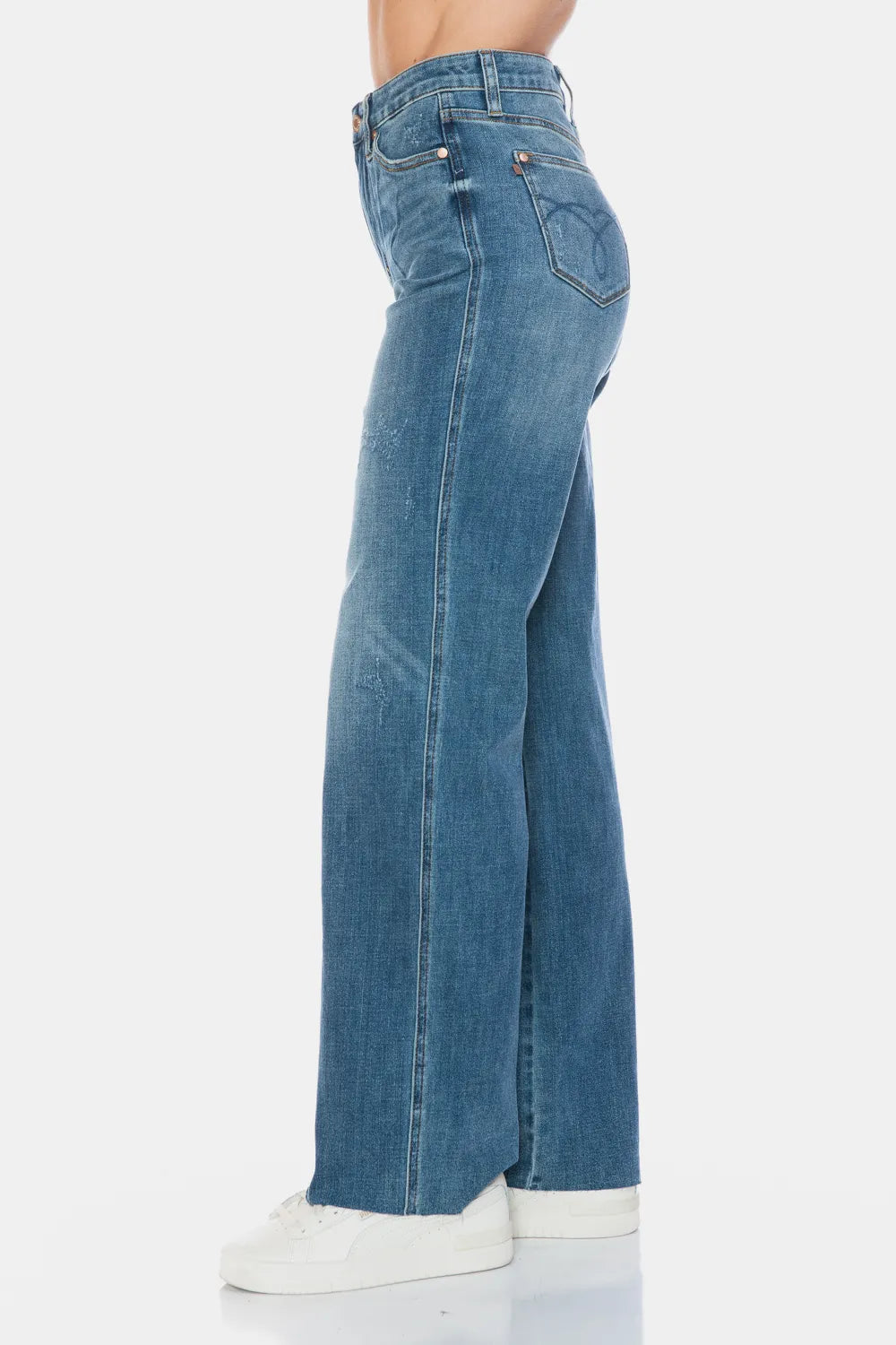 Judy Blue Full Size Tummy Control Cut Raw Hem Straight Jeans - Medium / 0/24