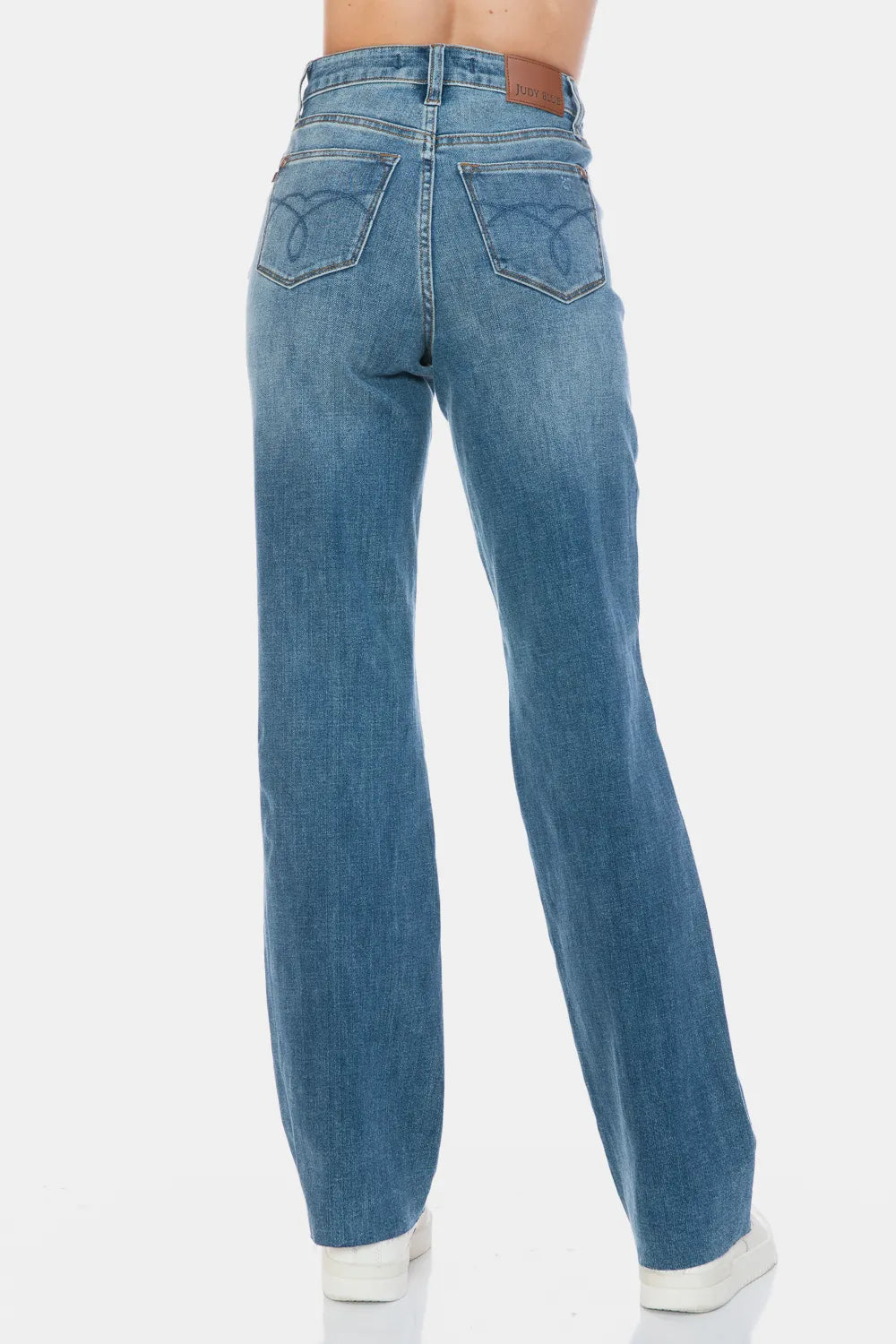 Judy Blue Full Size Tummy Control Cut Raw Hem Straight Jeans - Medium / 0/24