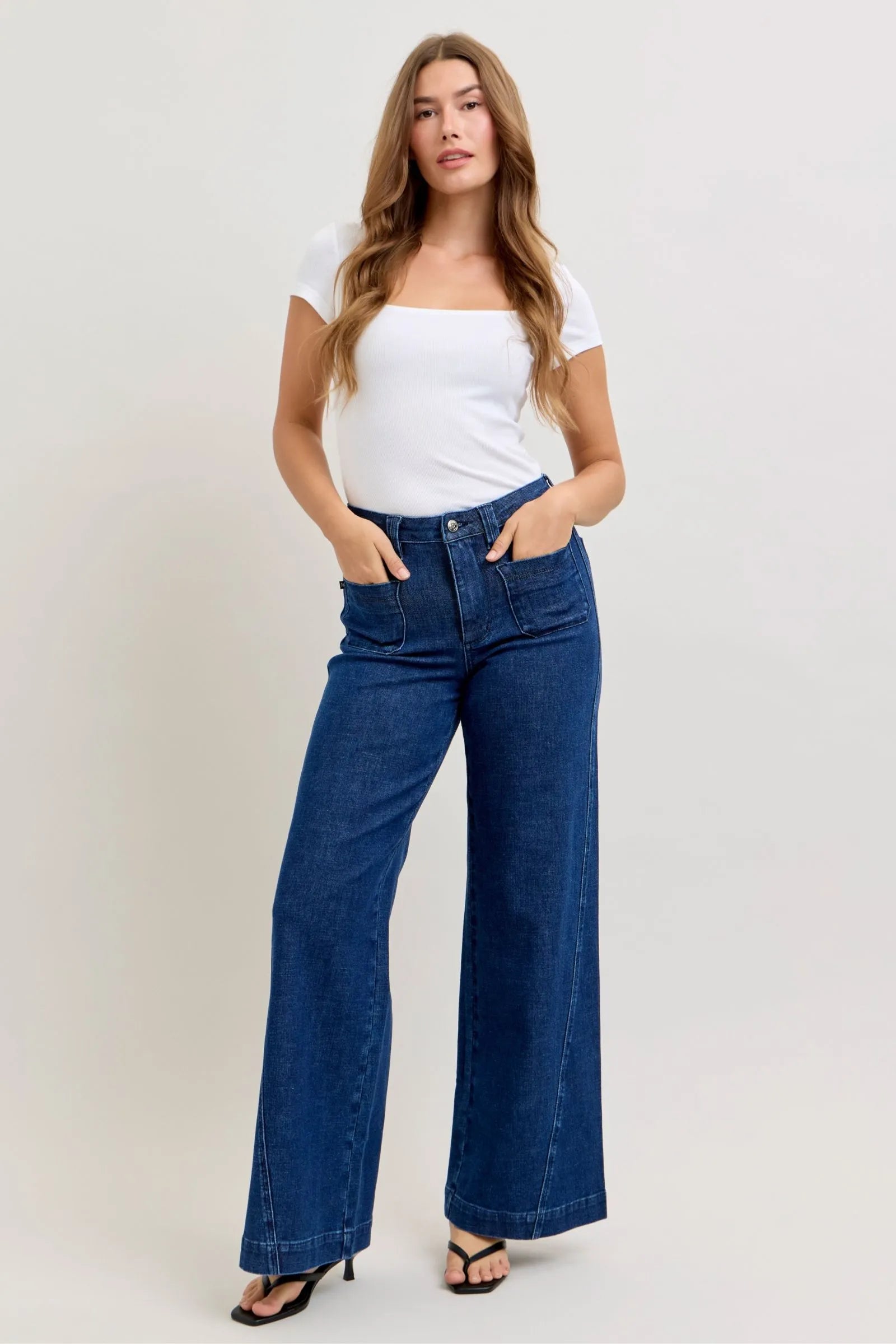 Judy Blue High Rise Retro Wide Leg Jeans - DK / 0(24)