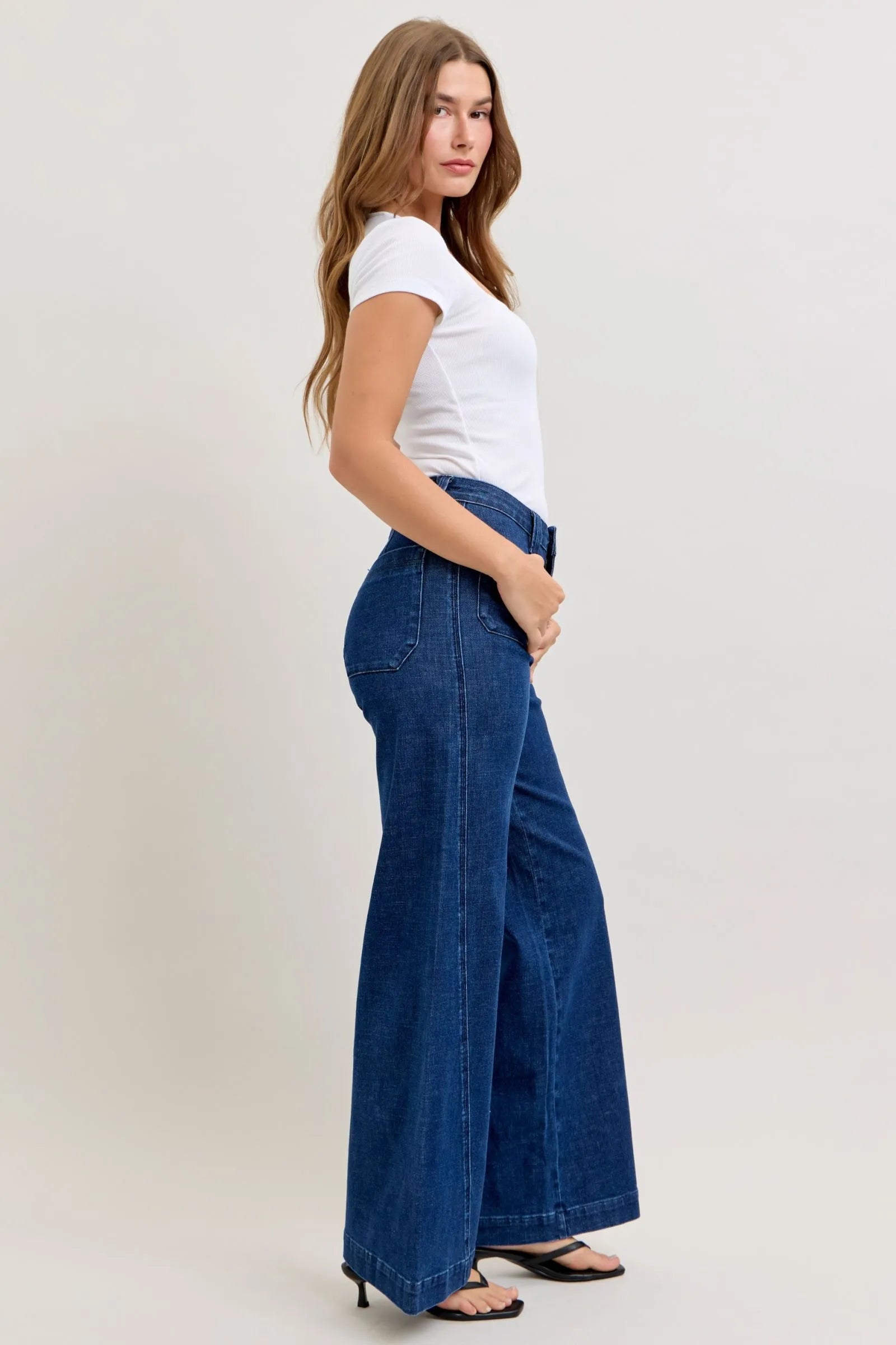 Judy Blue High Rise Retro Wide Leg Jeans - DK / 0(24)